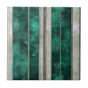 Azulejo Patrón de línea de plata esmeralda