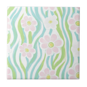 Azulejo Patrón de línea floral abstracta moderna (8)