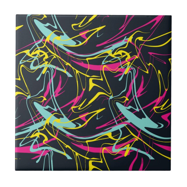 Azulejo Patrón de líneas memphis abstractas coloridas (Frente)