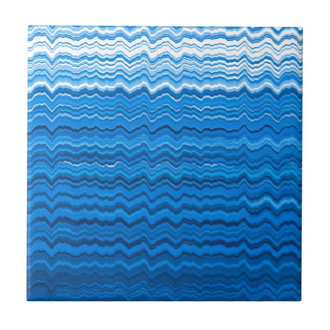 Azulejo Patrón de líneas onduladas azules (Frente)