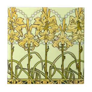 Azulejo Patrón de lirio Art Nouveau de Alphonse Mucha anti