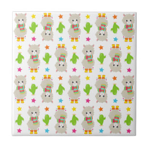 Azulejo Patrón De Llamas, Llamas Cutas, Alpacas, Cactus