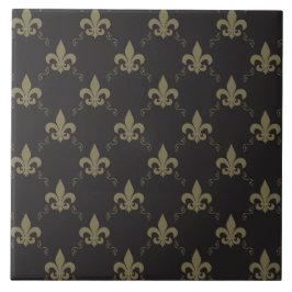 Azulejo Patrón De Lujo Negro De Oro De Lis
