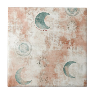 Azulejo Patrón de Luna Floral Celestial Boho (10)