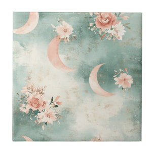 Azulejo Patrón de Luna Floral Celestial Boho (7)