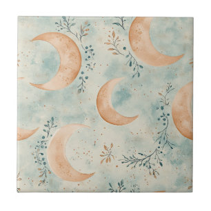 Azulejo Patrón de Luna Floral Celestial Boho (8)