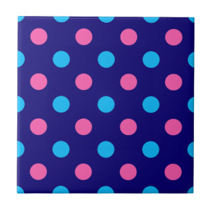Azulejo Patrón de lunares azul cian rosa