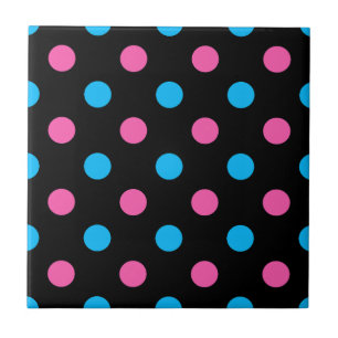 Azulejo Patrón de lunares azules rosados negros