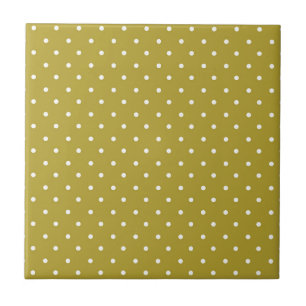Azulejo  Patrón de lunares blancos en amarillo mostaza 