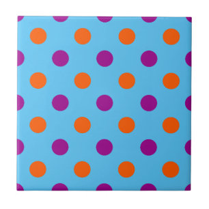 Azulejo Patrón de lunares naranja púrpura azul