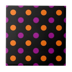 Azulejo Patrón de lunares naranja púrpura negro