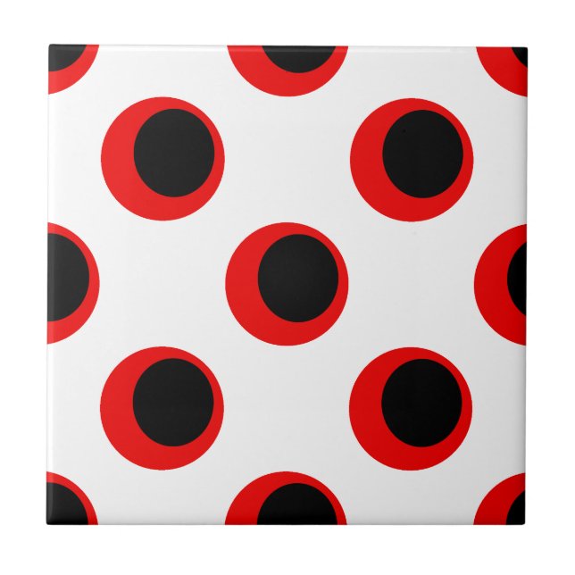 Azulejo Patrón de lunares negros y rojos (Frente)