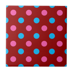 Azulejo Patrón de lunares rojos rosados y azules