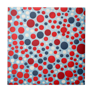 Azulejo Patrón de lunares rojos y azules