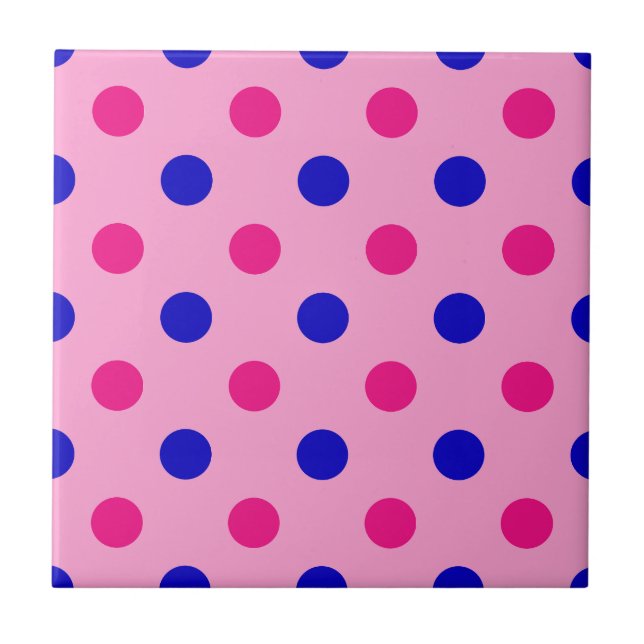 Azulejo Patrón de lunares rosa azul rosa (Frente)