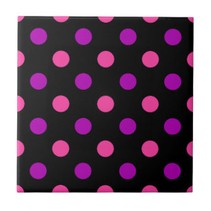 Azulejo Patrón de lunares rosa púrpura negro