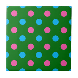 Azulejo Patrón de lunares verde rosa azul