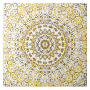 Azulejo Patrón de Mandala amarillo dorado