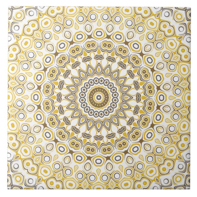 Azulejo Patrón de Mandala amarillo dorado (Frente)