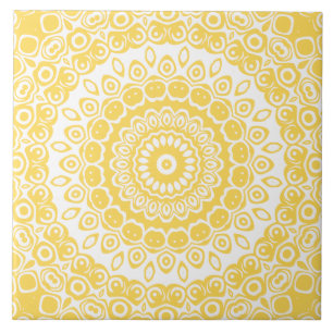 Azulejo Patrón de Mandala amarillo mostaza