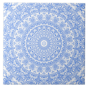 Azulejo Patrón de Mandala azul de Cornflower