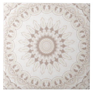 Azulejo Patrón de Mandala Beige y Crema