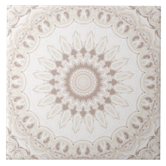 Azulejo Patrón de Mandala Beige y Crema (Frente)