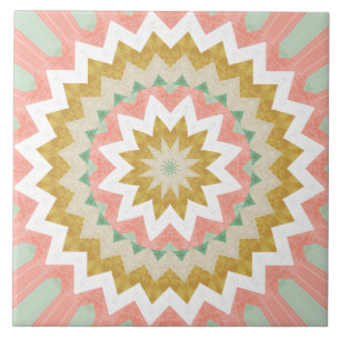 Azulejo Patrón de Mandala Boho Estallido de Estrellas Geom