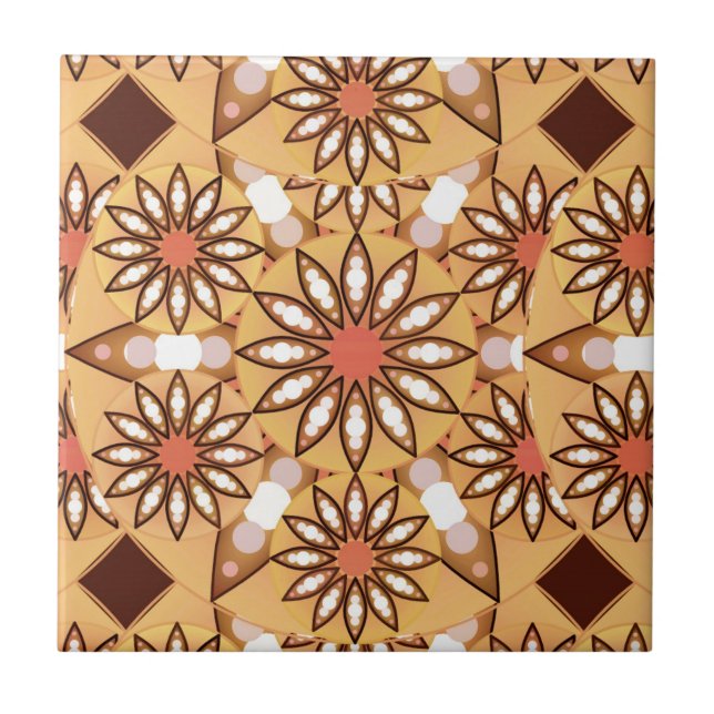 Azulejo Patrón de Mandala, bronceado de caramelo, marrón c (Frente)