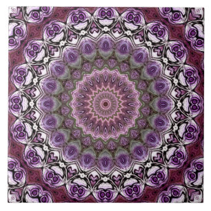 Azulejo Patrón de mandala de caleidoscopio rosa amatista