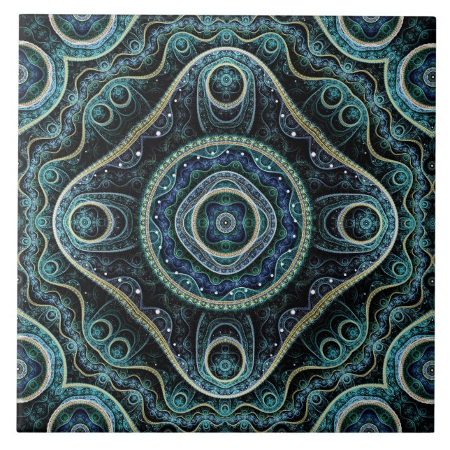 Azulejo Patrón de Mandala de Grand Royal Julian Fractal (Frente)