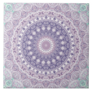 Azulejo Patrón de Mandala de Lavanda y Lila