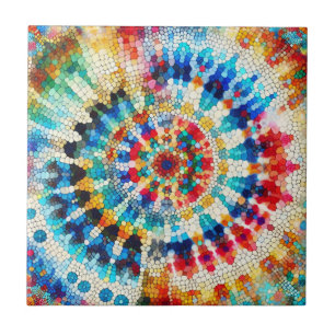 Azulejo Patrón de Mandala de Mosaico Abstracto Radiante