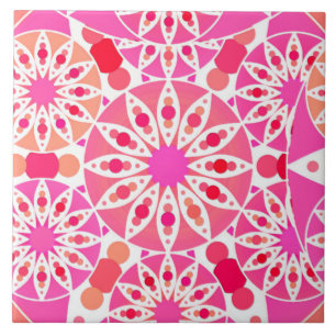 Azulejo Patrón de Mandala en rosa y coral