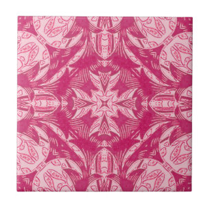 Azulejo Patrón de Mandala floral de resumen rosa suave