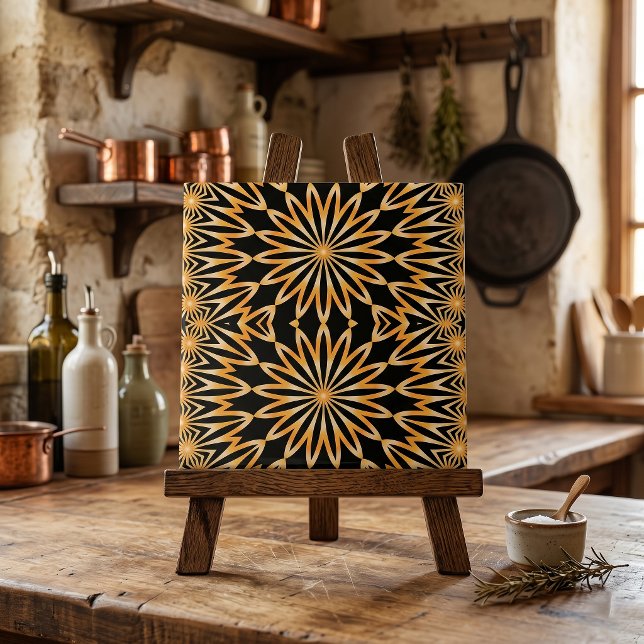 Azulejo Patrón de Mandala Geométrico Arabesco de Oro Negro (Subido por el creador)