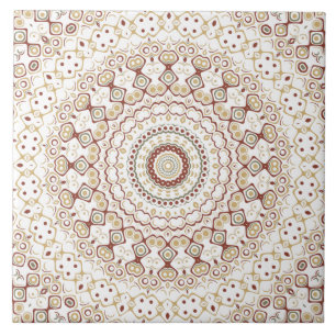Azulejo Patrón de Mandala Geométrico de Tonos Terrosos