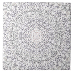 Azulejo Patrón de Mandala Gris y Lila