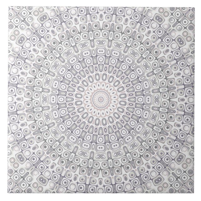 Azulejo Patrón de Mandala gris y lino (Frente)