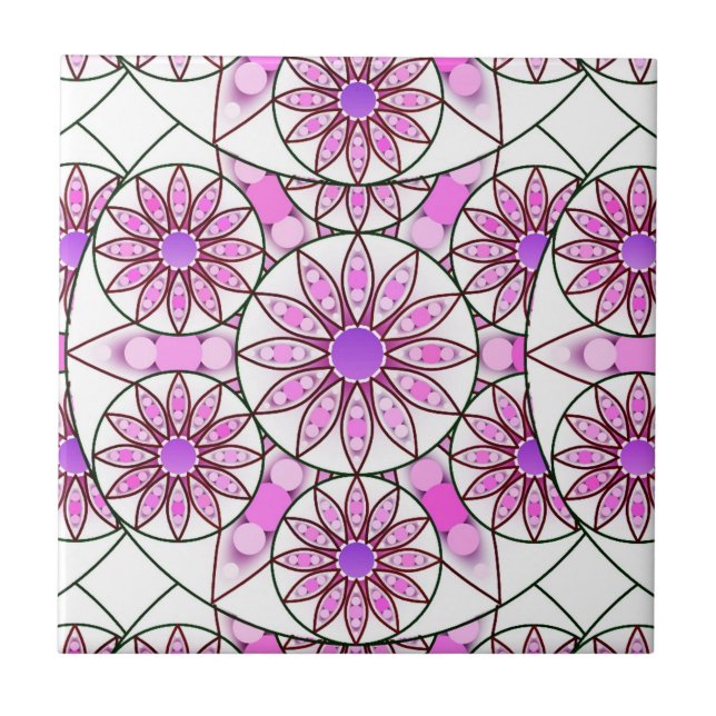 Azulejo Patrón de Mandala, lavanda, rosa, rosa caliente, b (Frente)