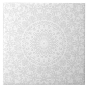 Azulejo Patrón de Mandala mínimo blanco sobre blanco