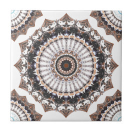 Azulejo Patrón de Mandala negro y tan manala