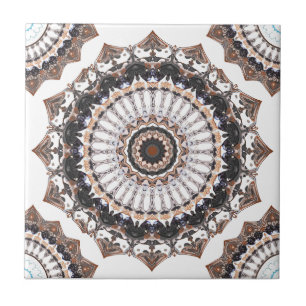 Azulejo Patrón de Mandala negro y tan manala
