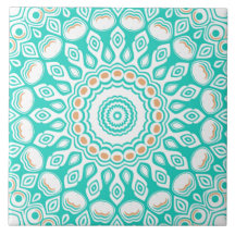 Patrón de Mandala Oceánico Turquesa y Beige