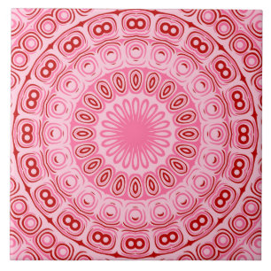 Azulejo Patrón de Mandala Rojo y Rosa