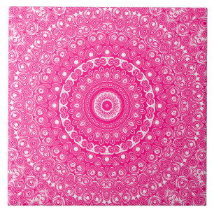 Azulejo Patrón de Mandala Rosa Rosa Vibrante
