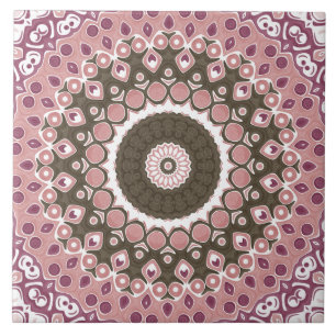Azulejo Patrón de Mandala Rosa y Mocha Geometría Floral
