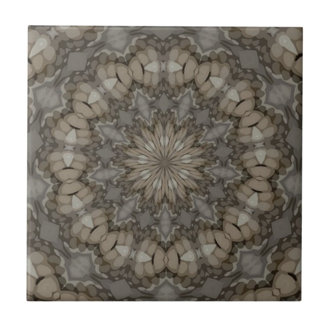 Azulejo Patrón de Mandala Tonos Tierra Natural (Frente)