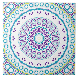 Azulejo Patrón de Mandala Turquesa y Violeta