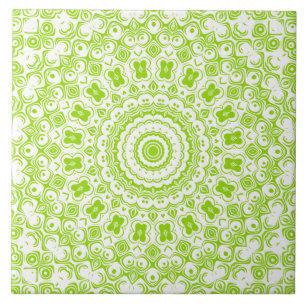 Azulejo Patrón de Mandala Verde Chartreuse